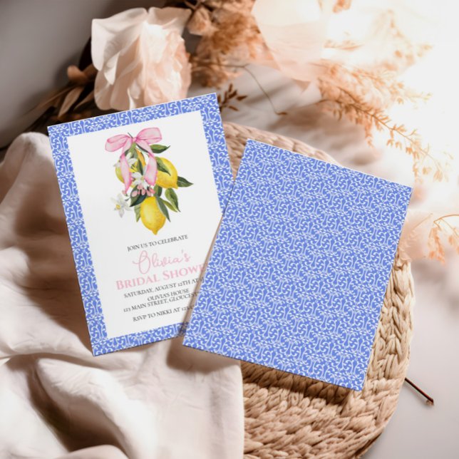 La Dolce Vita Lemon Pink Bow Brautparty Einladung (Von Creator hochgeladen)