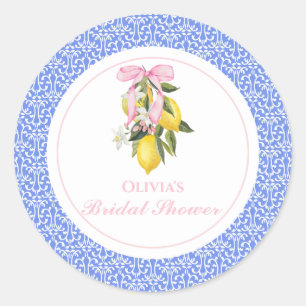 La Dolce Vita Lemon Pink Bow Brautparty Runder Aufkleber