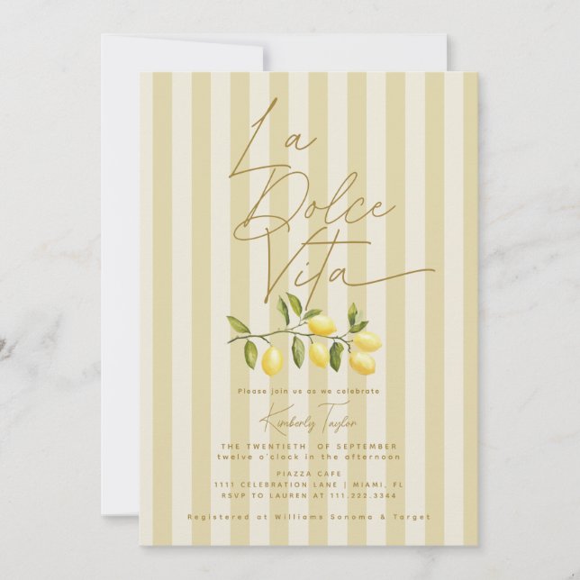 La Dolce Vita Lemons italienisches Brautparty Einladung (Vorderseite)