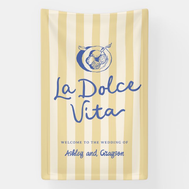 La Dolce Vita Lemons Italienisches Hochzeitszeiche Banner (Vertikal)