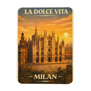 La Dolce Vita - Mailand Vintage Reiseplakat Magnet