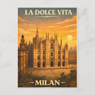 La Dolce Vita - Mailand Vintage Reiseplakat Postkarte