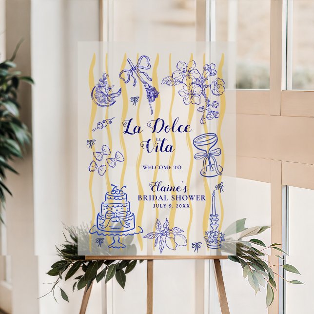 La Dolce Vita Mediterranean Bridal Shower Welcome Acrylschild (Von Creator hochgeladen)