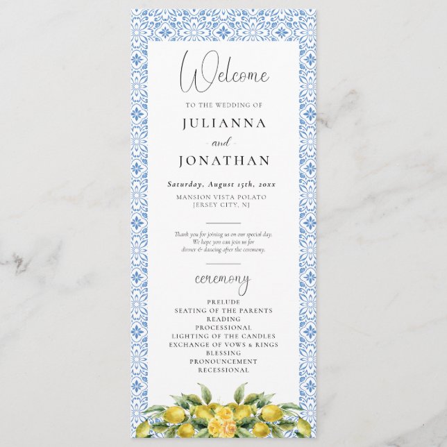 La Dolce Vita - Mediterranes Hochzeitsprogramm Programm (Vorderseite)