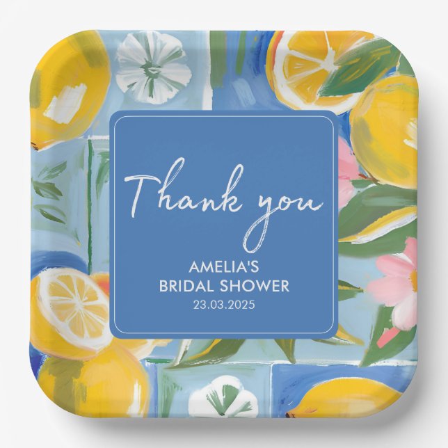 La dolce vita mediterranes sommerliches Brautparty Pappteller (Vorderseite)