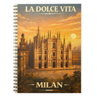 La Dolce Vita - Milan Vintage Travel Poster Notizblock