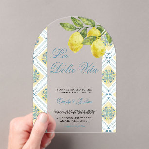 La Dolce Vita Modern Lemon Wedding Arch Acryleinladungen