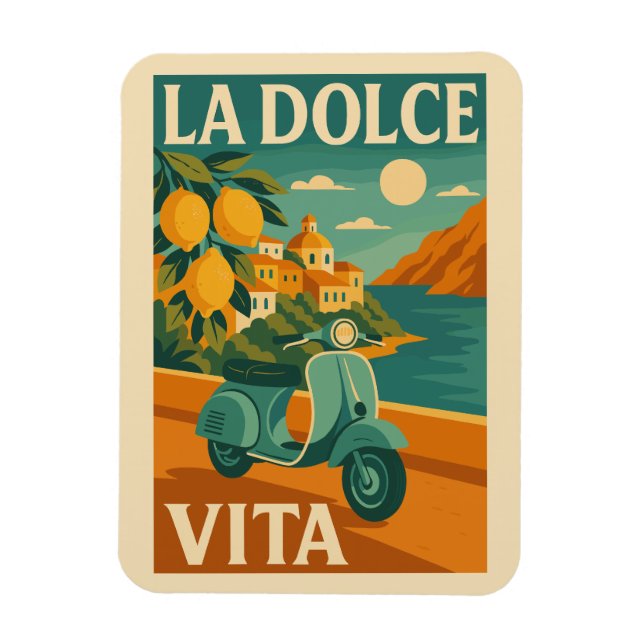 La Dolce Vita – Retro Italian Coast Travel Magnet (Vertikal)