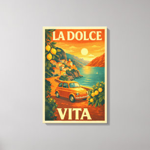 La Dolce Vita – Retro Italien Küsten Reiseplakat Leinwanddruck