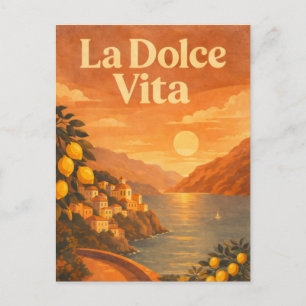 La Dolce Vita – Retro Italien Küsten Reiseplakat Postkarte