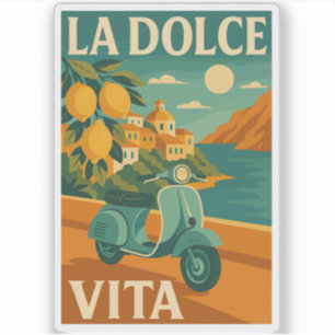 La Dolce Vita – Retro Italienische Küstenreise Aufkleber