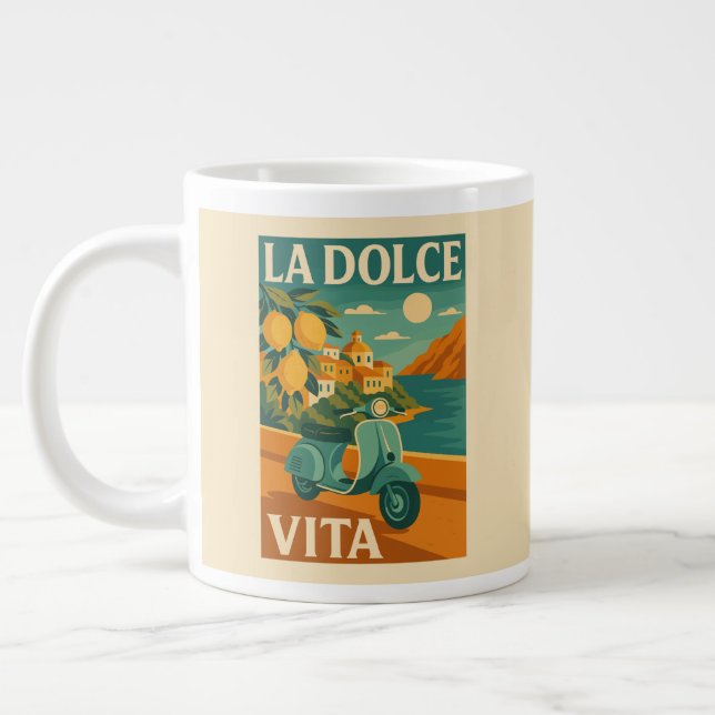 La Dolce Vita - Retro Italienische Küstenreise Jumbo-Tasse (Links)