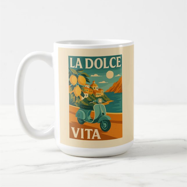 La Dolce Vita - Retro Italienische Küstenreise Kaffeetasse (Links)