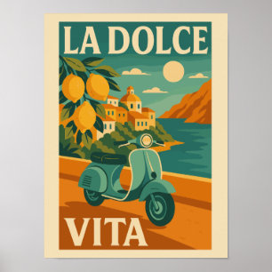 La Dolce Vita – Retro Italienische Küstenreise Poster