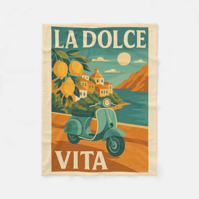 La Dolce Vita - Retro Italienisches Reiseplakat Fleecedecke (Vorderseite)