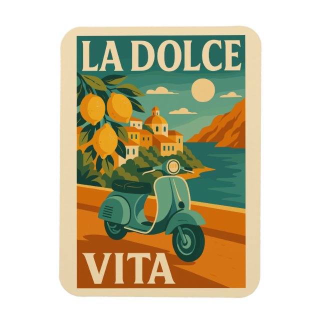 La Dolce Vita - Retro Italienisches Reiseplakat Magnet (Vertikal)