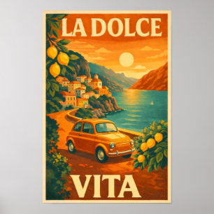 La Dolce Vita – Retro-Reiseplakat Italienische Küs Poster