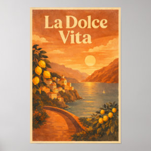La Dolce Vita – Retro-Reiseplakat Italienische Küs Poster