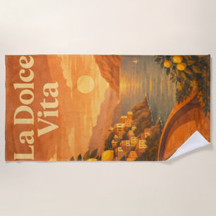 La Dolce Vita – Retro-Reiseplakat Italienische Küs Strandtuch