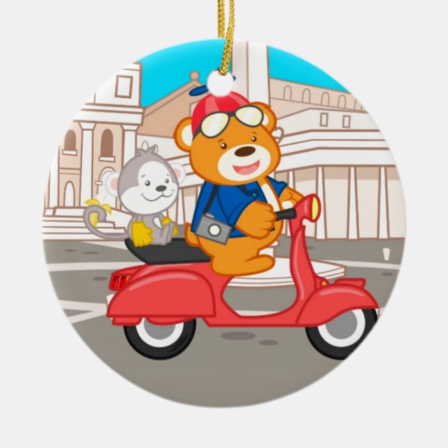 La Dolce Vita Romana - Nano-Bär u. Junioraffe Keramikornament (Vorne)