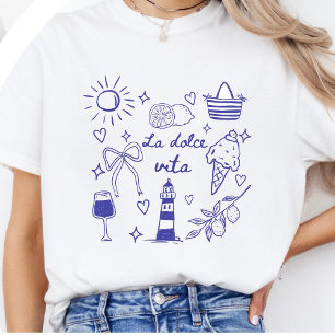 La Dolce Vita-Shirt Blau Coquette Italienischer So T-Shirt