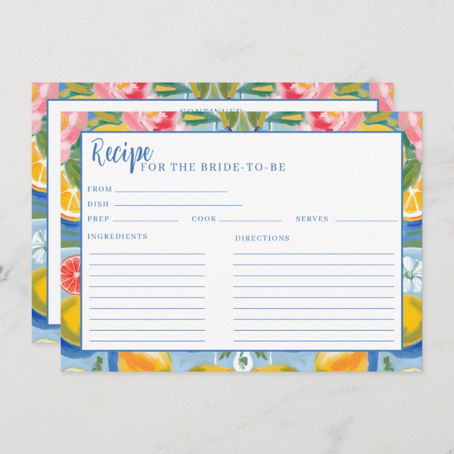 La dolce vita Sommerlemon Brautparty Rezept Begleitkarte (Vorne/Hinten)