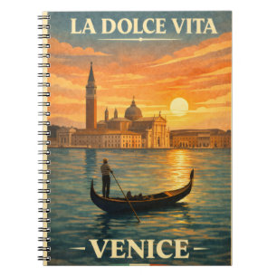 La Dolce Vita - Venedig Vintage Reiseplakat Notizblock