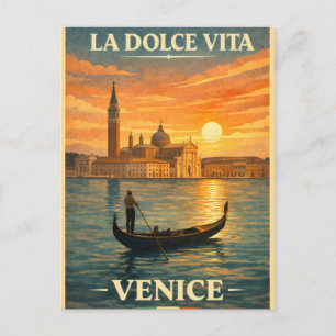 La Dolce Vita - Venedig Vintage Reiseposter Einladungspostkarte