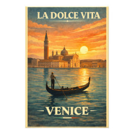 La Dolce Vita - Venice Vintage Travel Poster