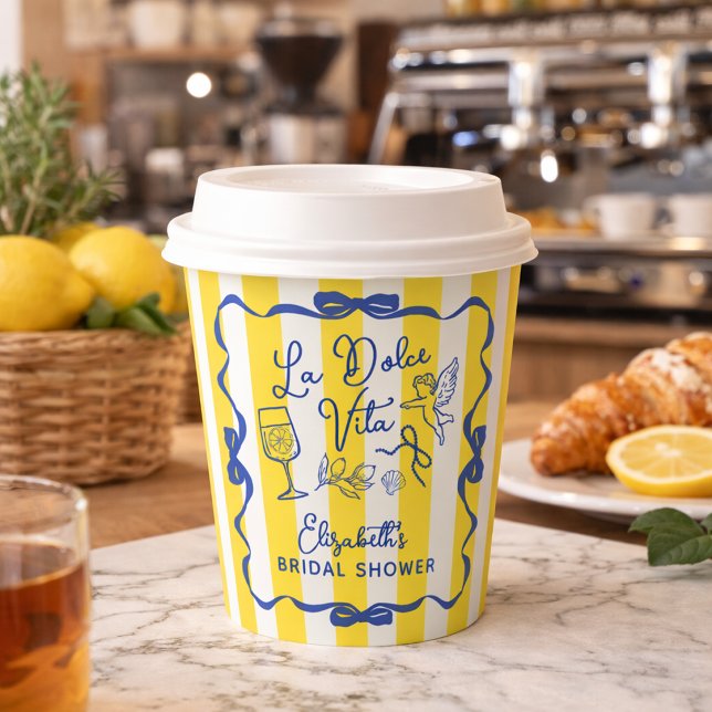 La Dolce Vita Whimsical Italian Bridal Shower Pappbecher (La Dolce Vita Whimsical Italian Bridal Shower Paper Cups)
