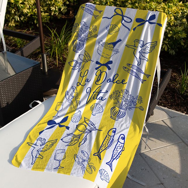 La Dolce Vita Whimsical Italian Themed Strandtuch (La Dolce Vita Whimsical Italian Themed Beach Towel)