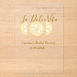 La Dolce Vita yellow lemon bridal shower pastel bo Acryleinladungen