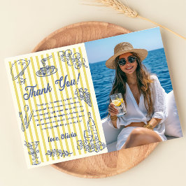 La Dolce Vita Yellow Stripes Thank You Card Photo Einladung