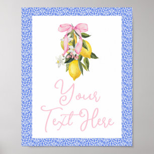 La Dolce Vita Zitrone Rosa Schleife Baby Shower Poster