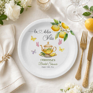 La Dolce Vita Zitronen-Teekanne Brautparty Pappteller