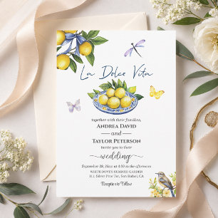 La Dolce Vita Zitronen und Vogelhochzeit Einladung