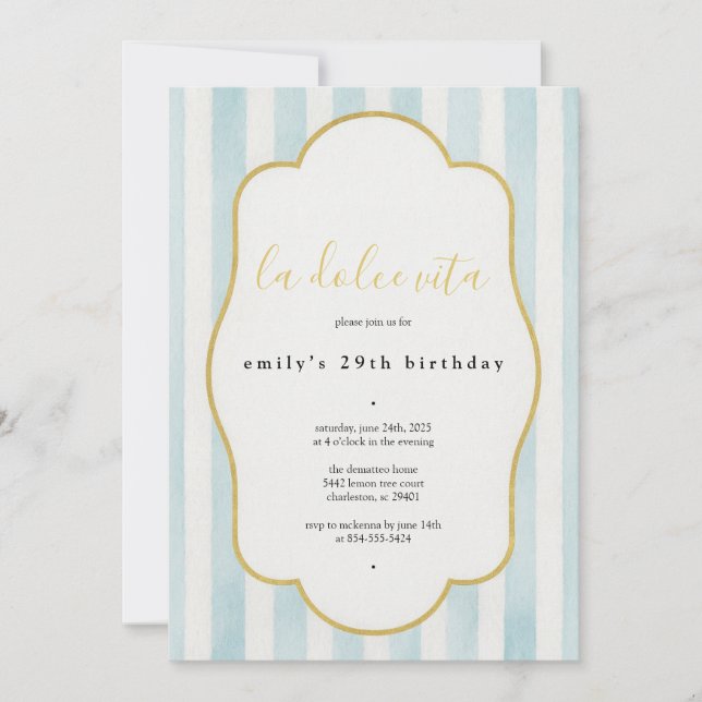 La Dolce Vita zum Geburtstag Einladung (Vorderseite)