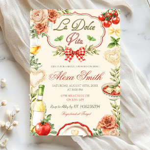 La Dolce Vitta Pasta Champagner Junggesellinnenabs Einladung
