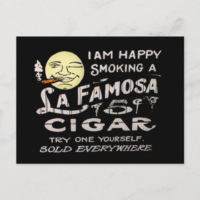 La Famosa 5 Cent Zigar Vintage Laternenmatte Postkarte (Vorderseite)