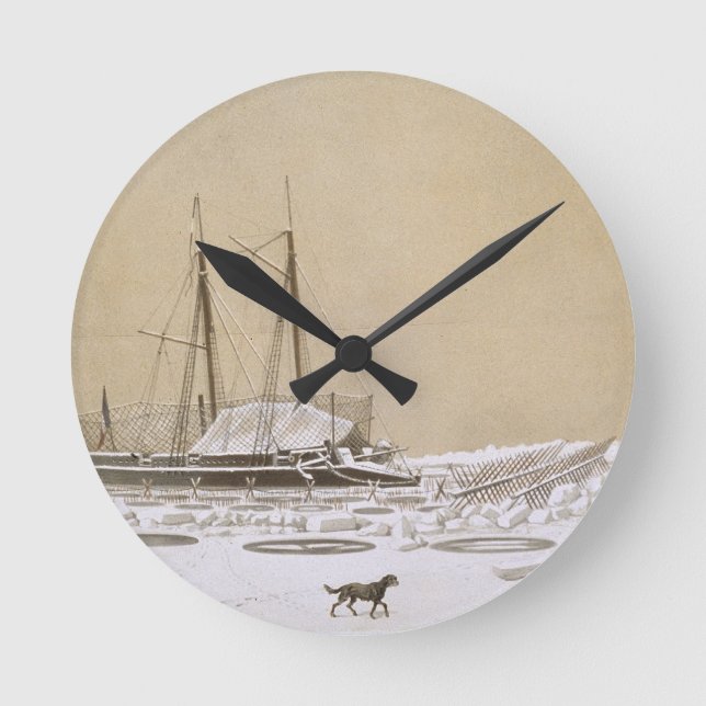 La Fleche in Kil-Bouroun von Eis überfallen, von ' Runde Wanduhr (Vorderseite)