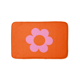 La Fleur 01 Retro Floral Orange Pink Preppy Blume Badematte