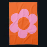 La Fleur 01 Retro Floral Orange Pink Preppy Blume Geschirrtuch<br><div class="desc">Abstrakt Retro Blumendruck - La Fleur - orange und rosa.</div>
