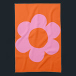 La Fleur 01 Retro Floral Orange Pink Preppy Blume Geschirrtuch<br><div class="desc">Abstrakt Retro Blumendruck - La Fleur - orange und rosa.</div>