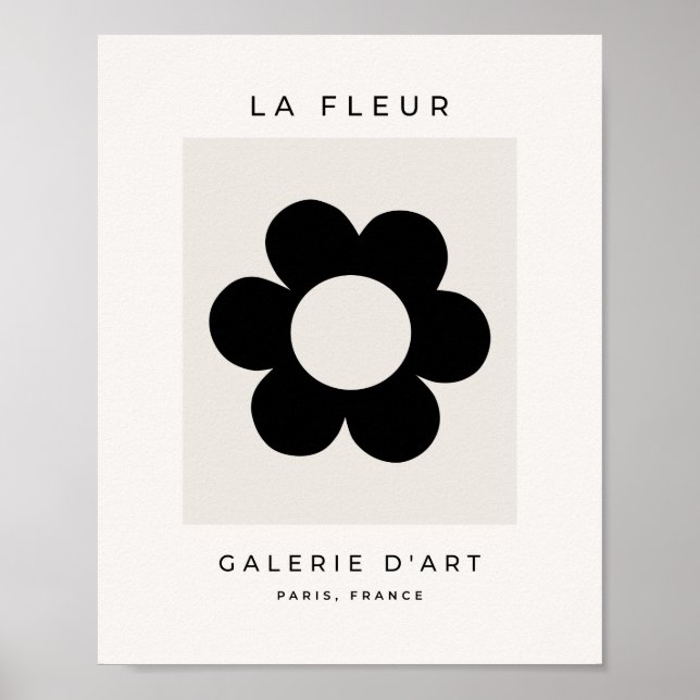 La Fleur 03 Retro Schwarz-Weiß-Blume Poster (Vorne)