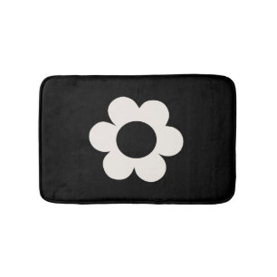 La Fleur 06 Retro Schwarz-Weiß-Blume Badematte