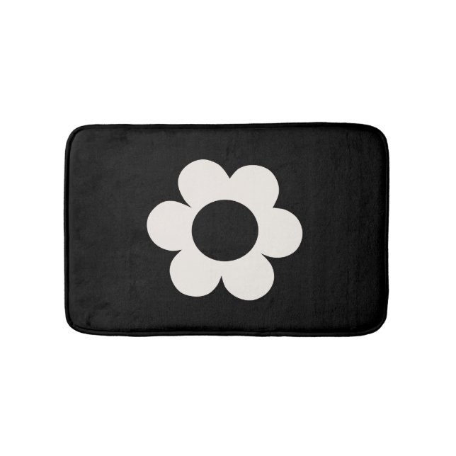 La Fleur 06 Retro Schwarz-Weiß-Blume Badematte (Vorderseite)