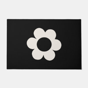 La Fleur 06 Retro Schwarz-Weiß-Blume Fußmatte