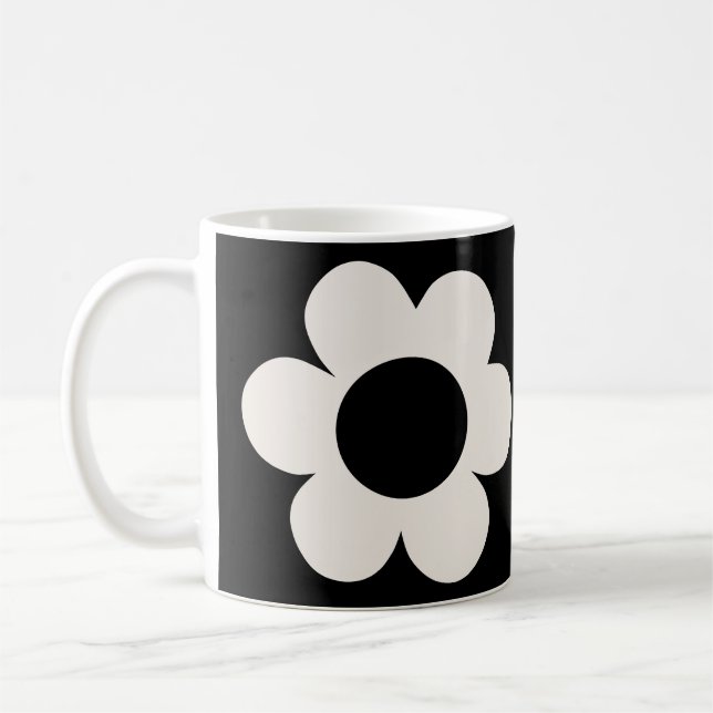 La Fleur 06 Retro Schwarz-Weiß-Blume Kaffeetasse (Links)