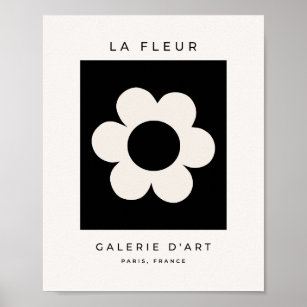 La Fleur 06 Retro Schwarz-Weiß-Blume Poster