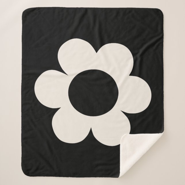 La Fleur 06 Retro Schwarz-Weiß-Blume Sherpadecke (Vorderseite)